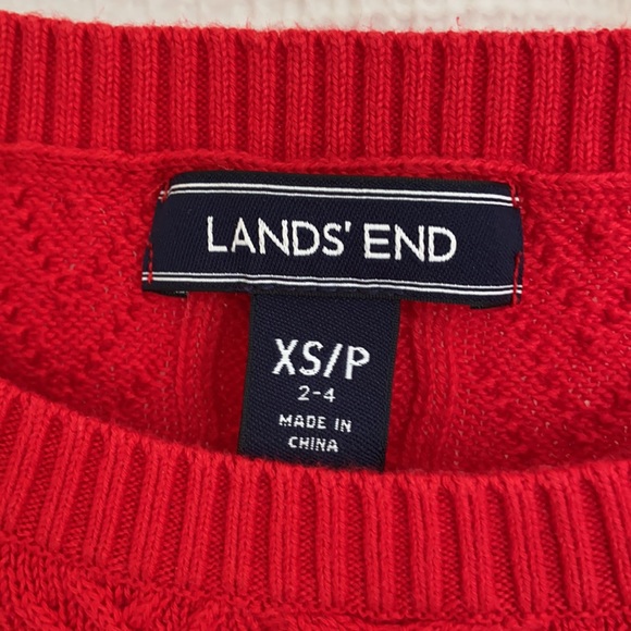 #7 Land’s End Cable knit Sweater WM SZ XS Petit Red - Picture 8 of 9